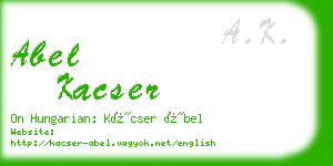 abel kacser business card